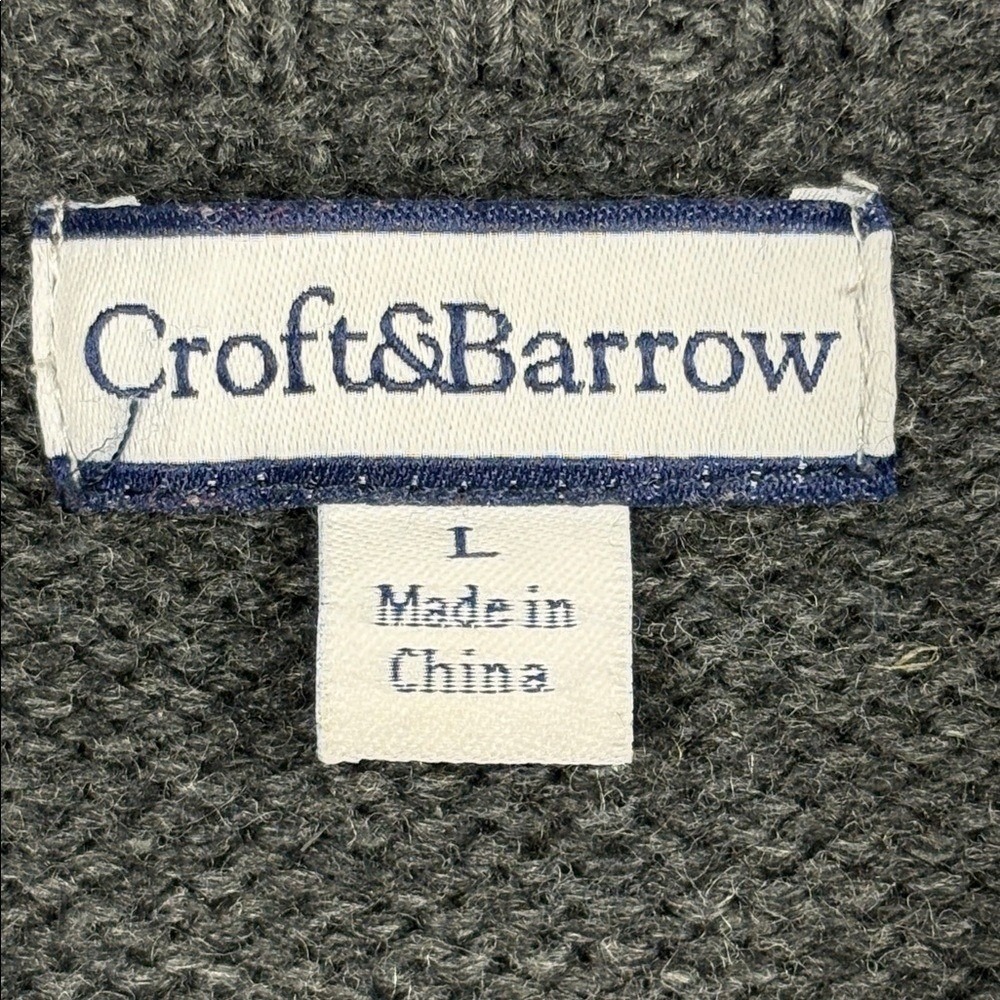 Croft & Barrow Zip Up Sweater with Snowman Design Womens Size Large Grey White - Picture 3 of 9
